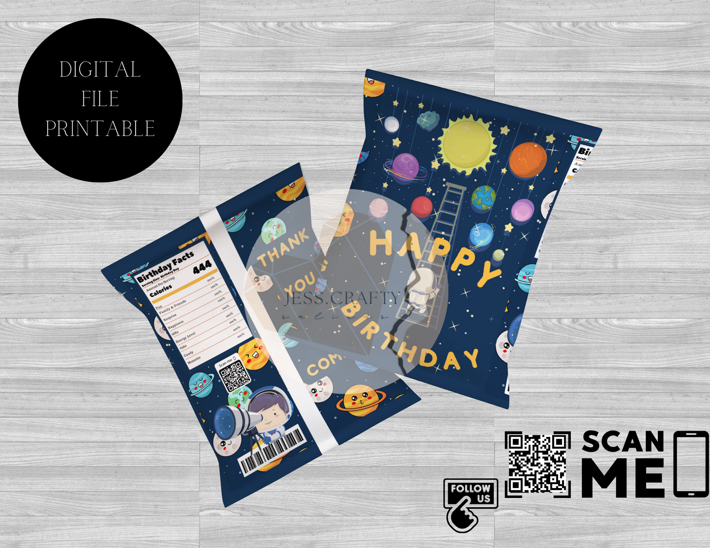 Outer Space Chip Bag Printable File